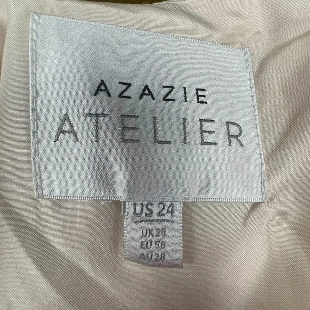 Azazie Atelier Olivia Dress Womens 24 Cream Pleated Midi Wedding Guest Cocktail - Picture 9 of 16